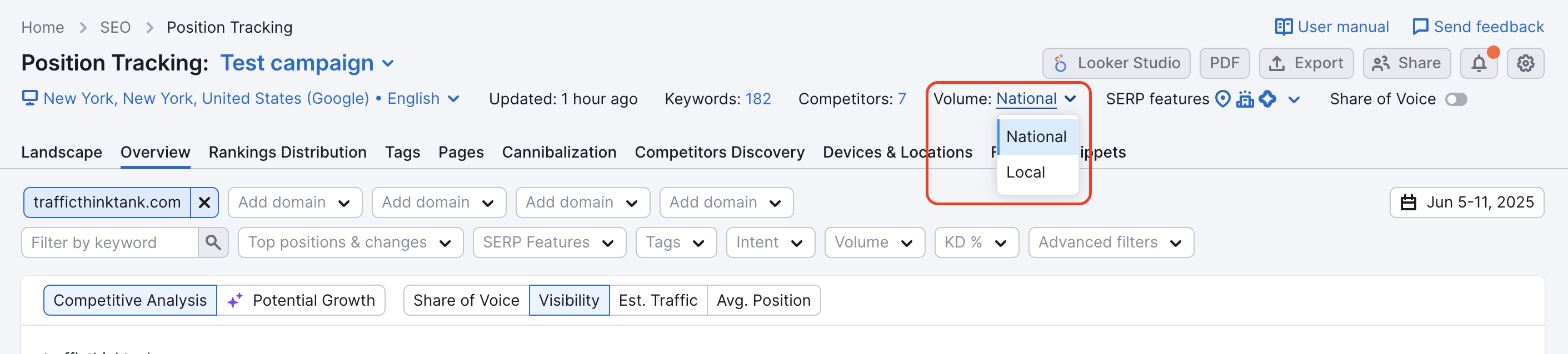 Volume types in Position Tracking.