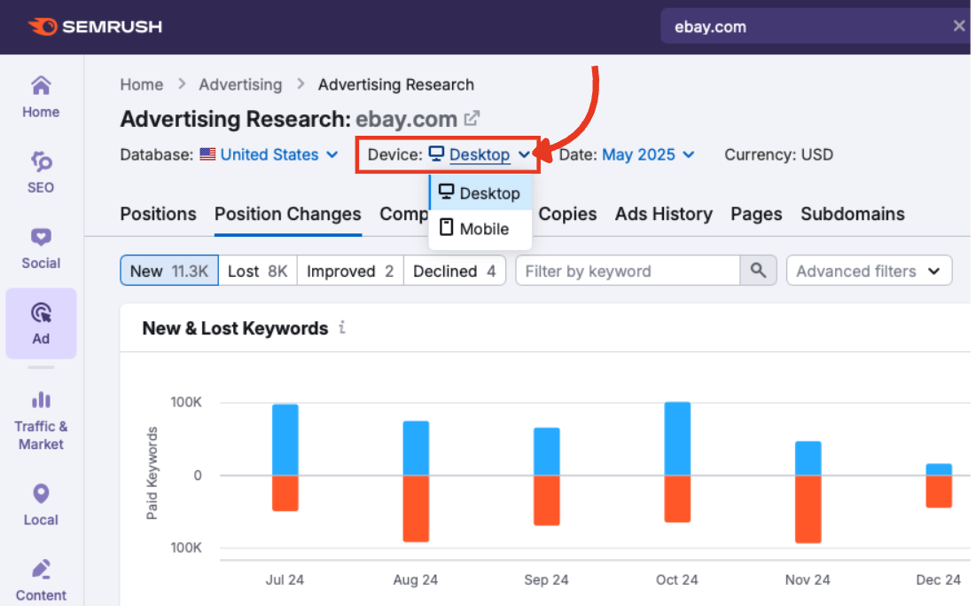 Device selector set to Desktop.