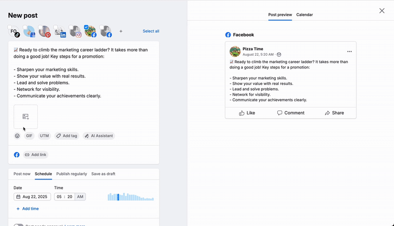 Steps showing how to add emoticons and animated GIFs to your post.
