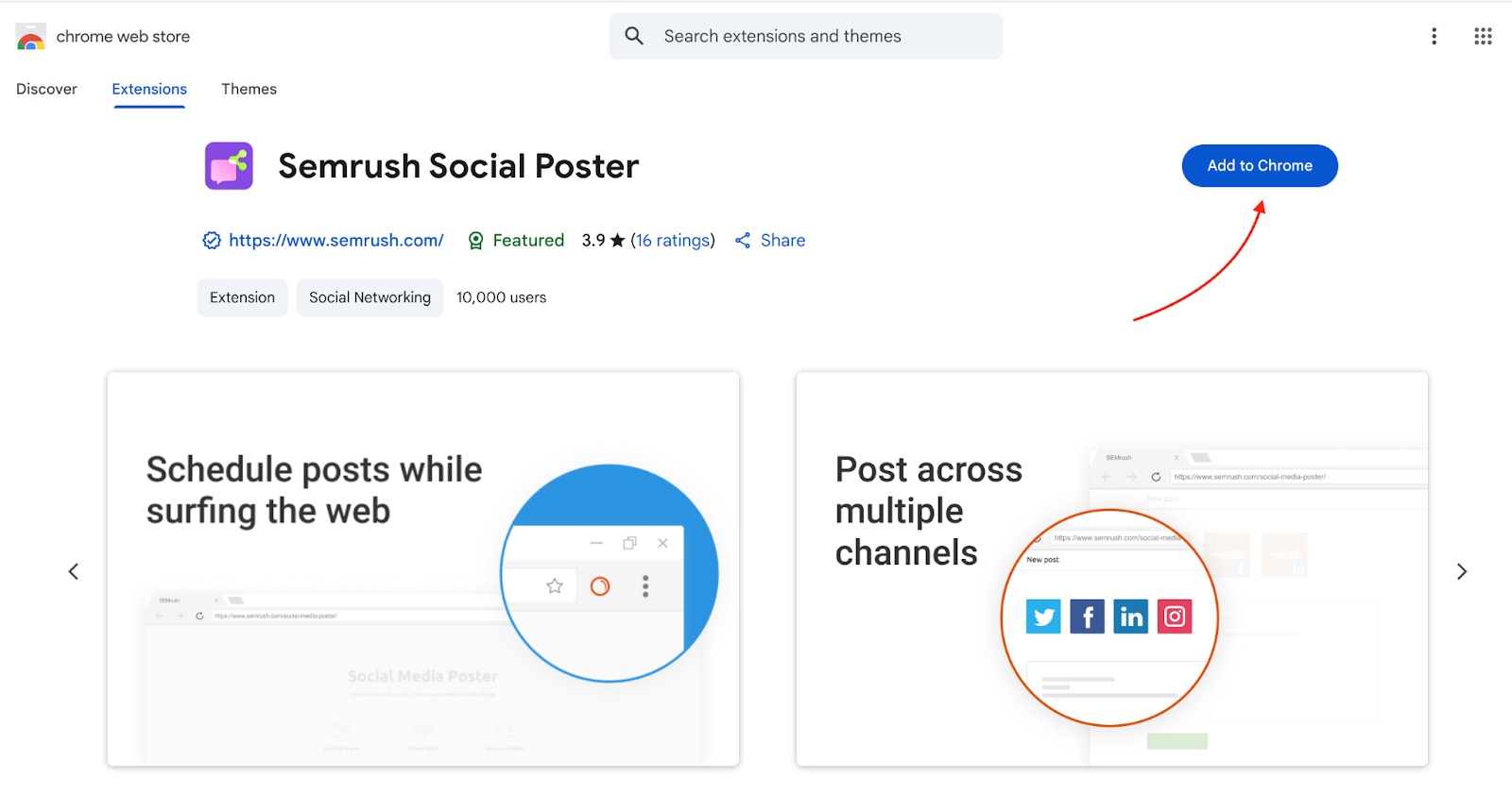 How to use Social Poster Chrome Extension image 1